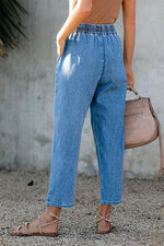 Drawstring Pocket Straight Leg Jeans