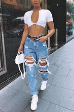 High Waist Ripped Jeans