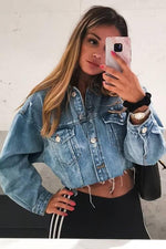 Button Crop Denim Jackets