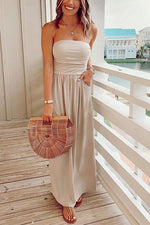 Pockets Strapless Maxi Dress