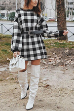 Plaid Long Sleeve Mini Dress