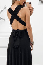 Cross Backless Sleeveless Maxi Dress