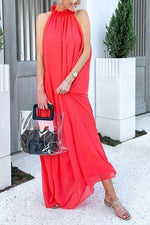 Halter Neck Belted Maxi Dress