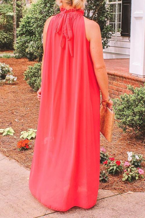 Halter Neck Belted Maxi Dress