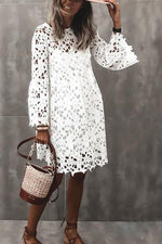 Lace Hollow Flares Sleeve Mini Dress