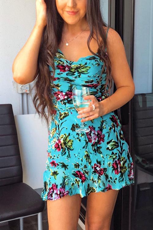 Floral Print Slip Mini Dress