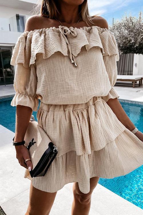 Layer Ruffles Off Shoulder Mini Dress