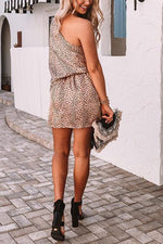 Bat Leopard One Shoulder Mini Dress