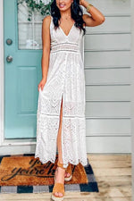 Hollow Button Slip Maxi Dress