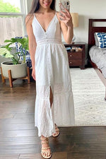 Hollow Button Slip Maxi Dress