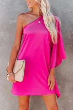 One Shoulder Asymmetry Mini Dress