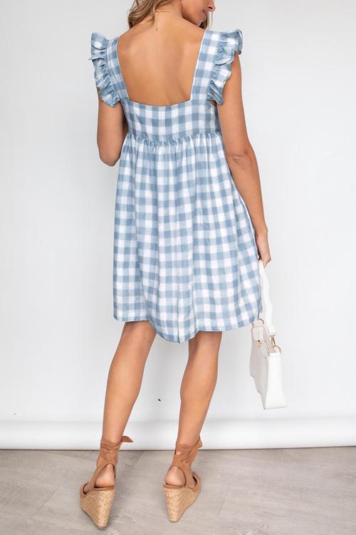 Plaid Ruffles Sleeveless Mini Dress