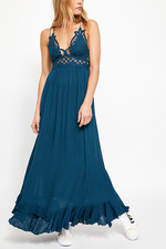 Lace Ruffles Hem Slip Maxi Dress