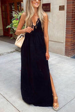 Lace Ruffles Hem Slip Maxi Dress