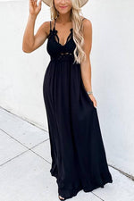 Lace Ruffles Hem Slip Maxi Dress