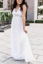 Lace Ruffles Hem Slip Maxi Dress