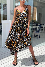 Color Block Dot Slip Maxi Dress