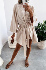 Bat Loose Belted Robe Mini Dress