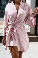 Bat Loose Belted Robe Mini Dress