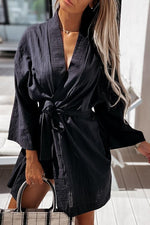 Bat Loose Belted Robe Mini Dress