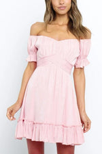 Off Shoulder Ruffles Mini Dress