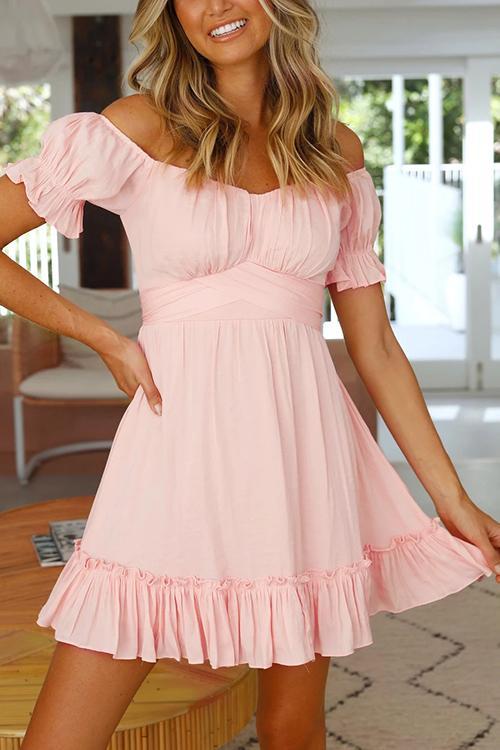 Off Shoulder Ruffles Mini Dress