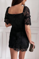 Lace Square Neck Mini Dress