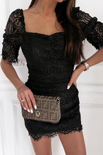 Lace Square Neck Mini Dress