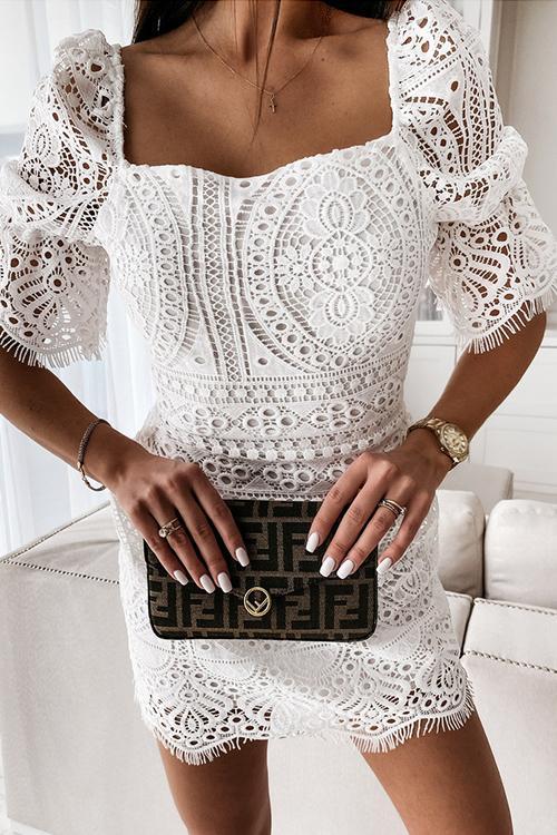 Lace Square Neck Mini Dress