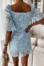 Lace Square Neck Mini Dress