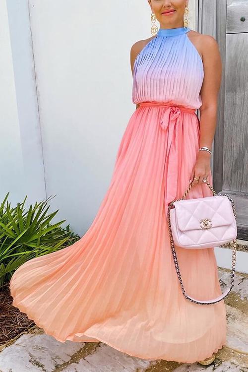 Gradient Plated Sleeveless Maxi Dress