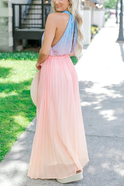 Gradient Plated Sleeveless Maxi Dress