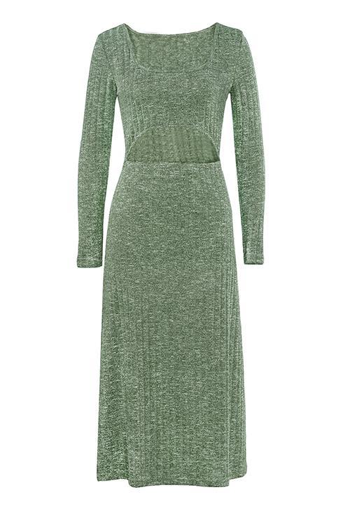 Knit Cut Out Scoop Neck Midi Dress