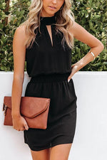 Hollow Sleeveless Mini Dress