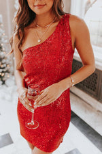 Sequin One Shoulder Bodycon Mini Dress