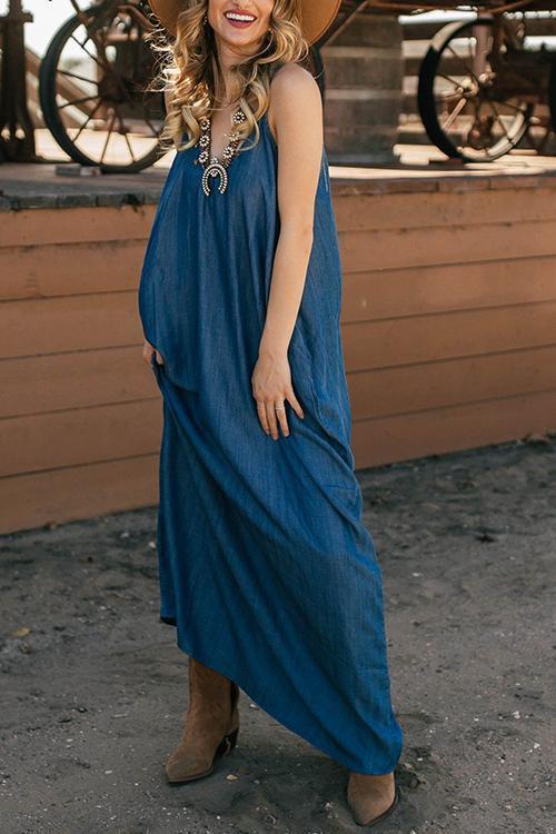 Pockets Slip Harem Maxi Dress