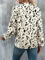 Elegant V-Neck Printed Long Sleeve Shirt