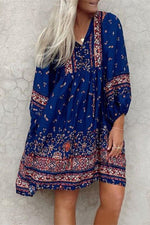 Boho Print Long Sleeve Mini Dress