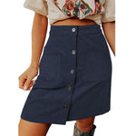 Button Down Double Front Pocket Mini Skirt