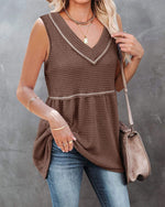 Casual V-Neck Sleeveless Solid Loose Blouse Top