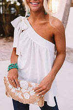 Casual Loose One Shoulder Sleeveless Solid Top Blouse