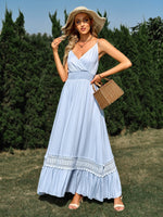 Casual Sleeveless Strap V-Neck Solid Loose Maxi Dress