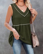 Casual V-Neck Sleeveless Solid Loose Blouse Top