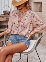 Floral V Neck Stylish Blouse Top