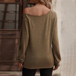 Casual Long Sleeve Round Neck Solid Loose Blouse