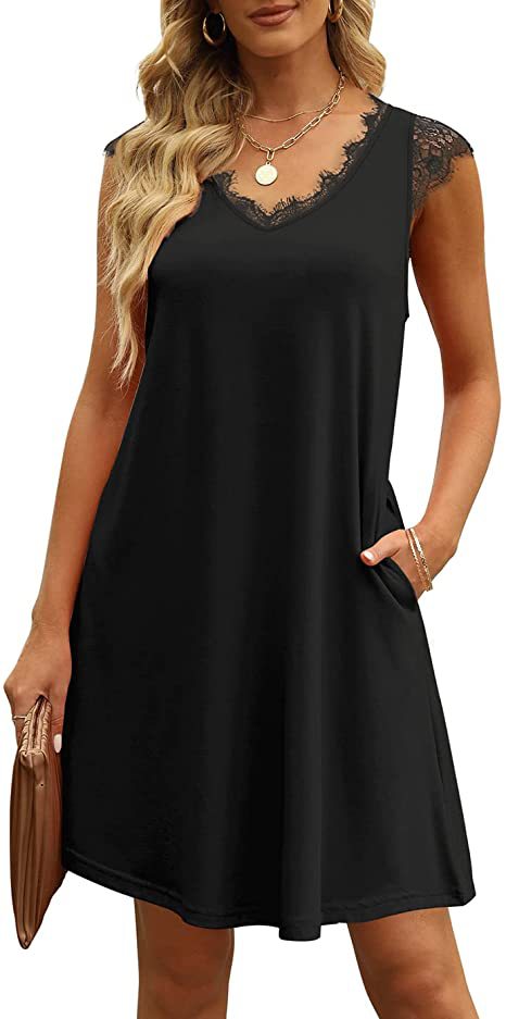 Casual V Neck Solid Color Tank Mini Dress