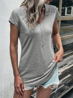 Casual Cap Sleeve Round Neck Solid Color Top