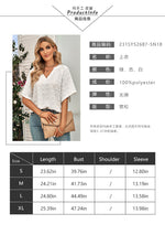 Casual V-Neck Short Sleeve Solid Blouse Top