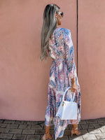 Casual V Neck Multicolor Maxi Dress