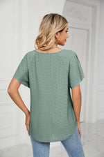 Round Neck Short Sleeve Solid Color Loose Top